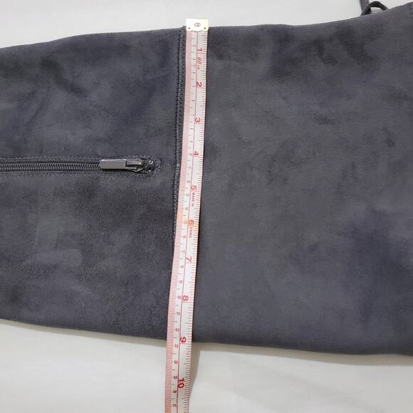 Torrid | Gray Suede Over-The-Knee Back Tie Block Heel Boots - Picture 13 of 14